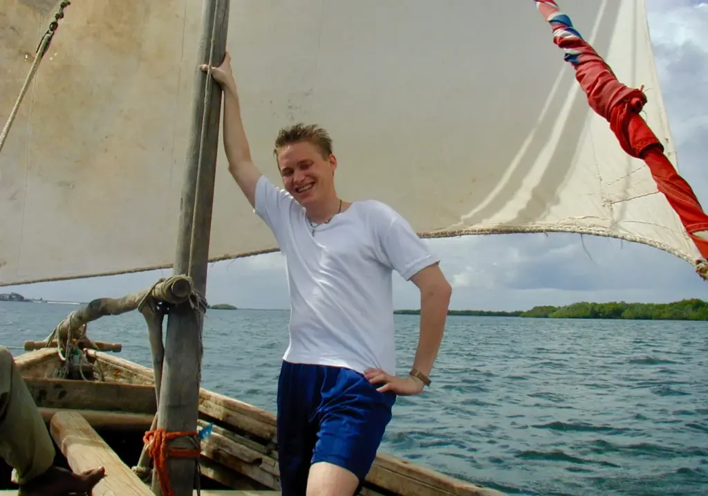 A slightly younger version of myself on a dhow in Lamu in 2003