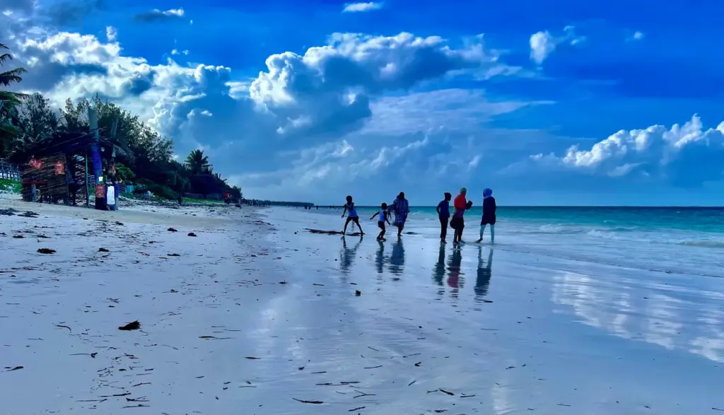 Zanzibar Bwejuu People on the Beach in the Evening