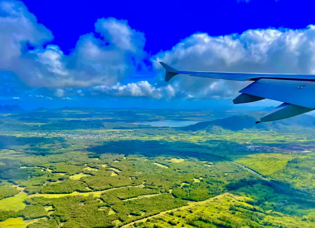Mauritius Flying in View from Airplane