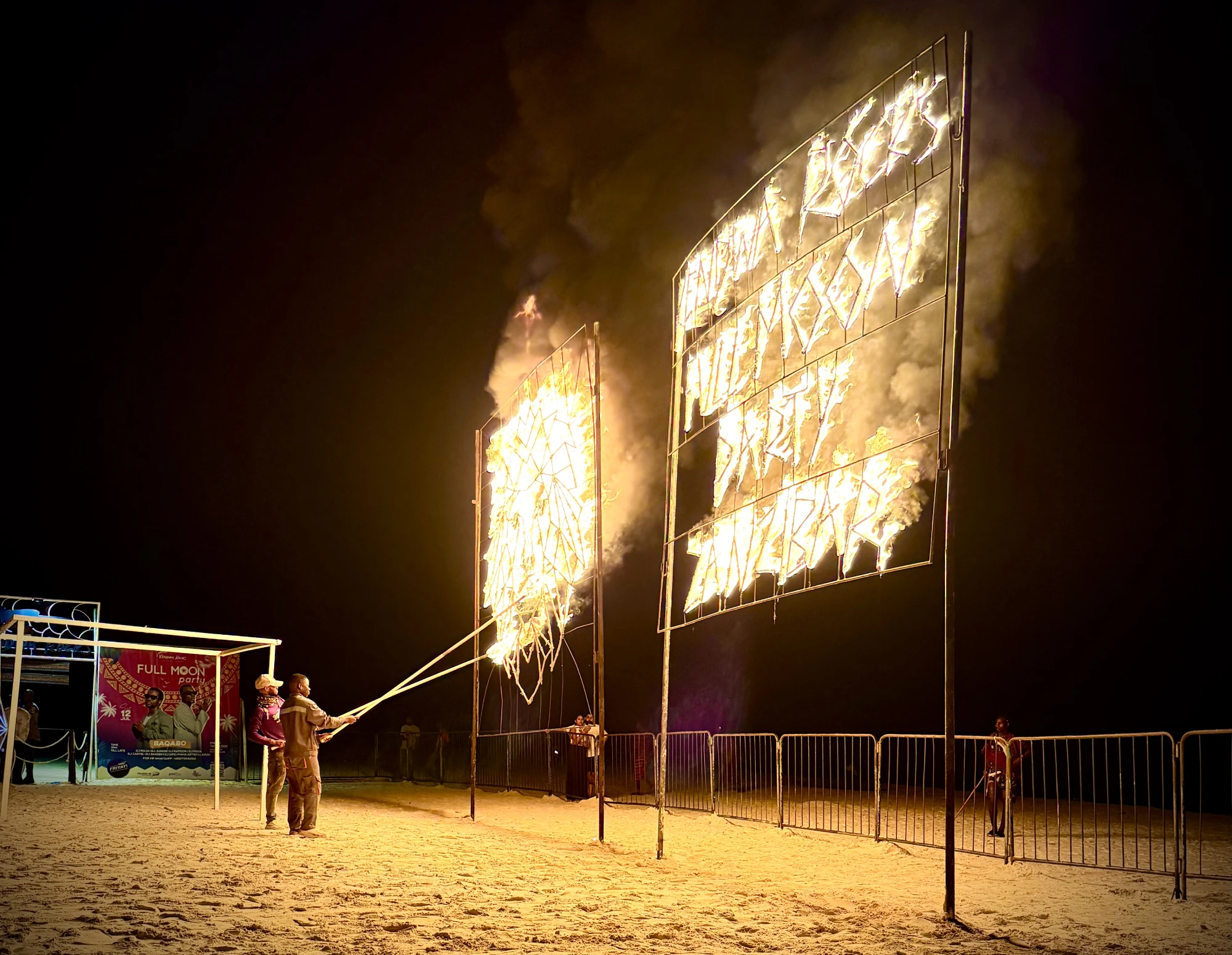 Kendwa Rocks - Full Moon Party Sign on fire