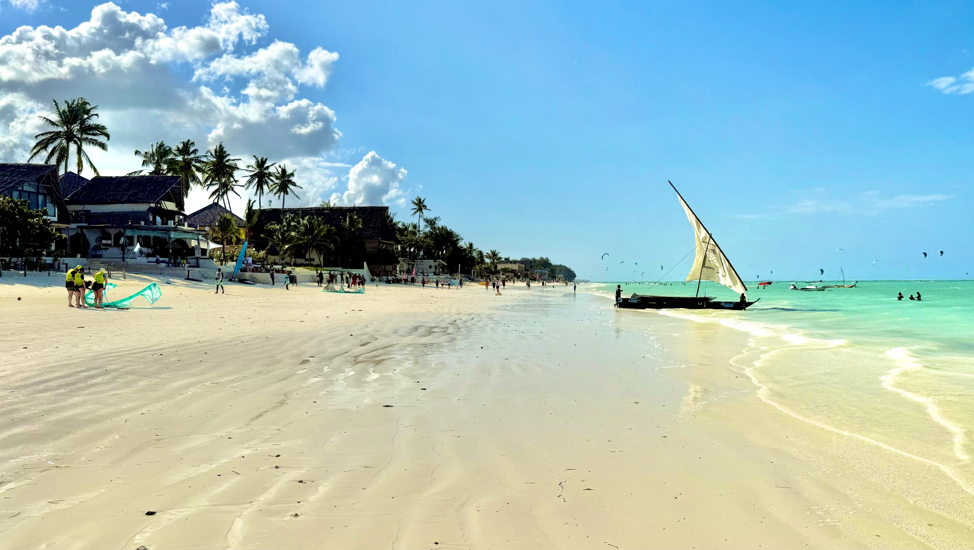 Paje Beach Boats Restaurants Crowds