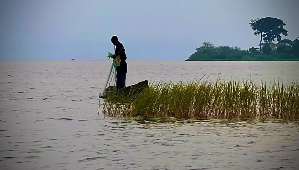 Jinja - Fisherman on Lake Victoria in the Evening