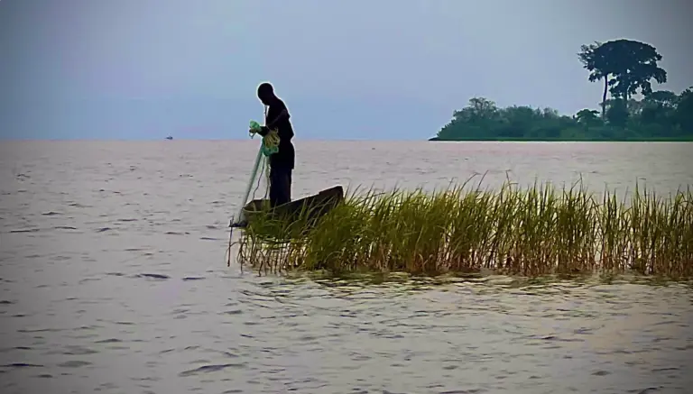 Jinja - Fisherman on Lake Victoria in the Evening