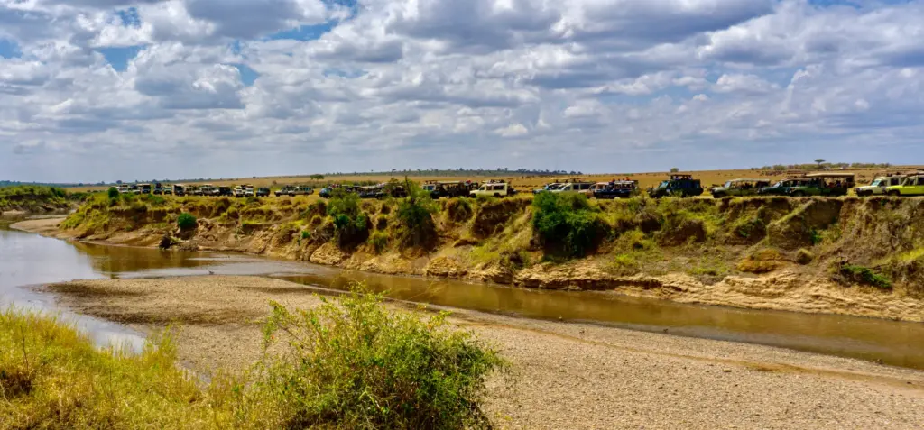 Maasai Mara - Vehicles Blocking the River