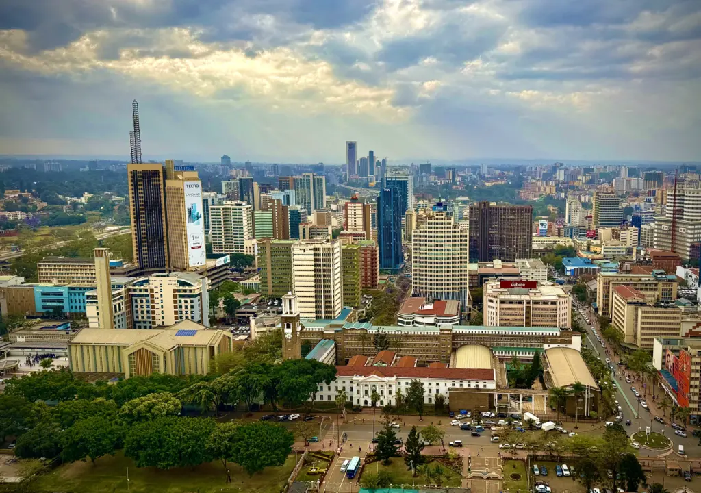 Nairobi CBD and City Hall seen from KICC